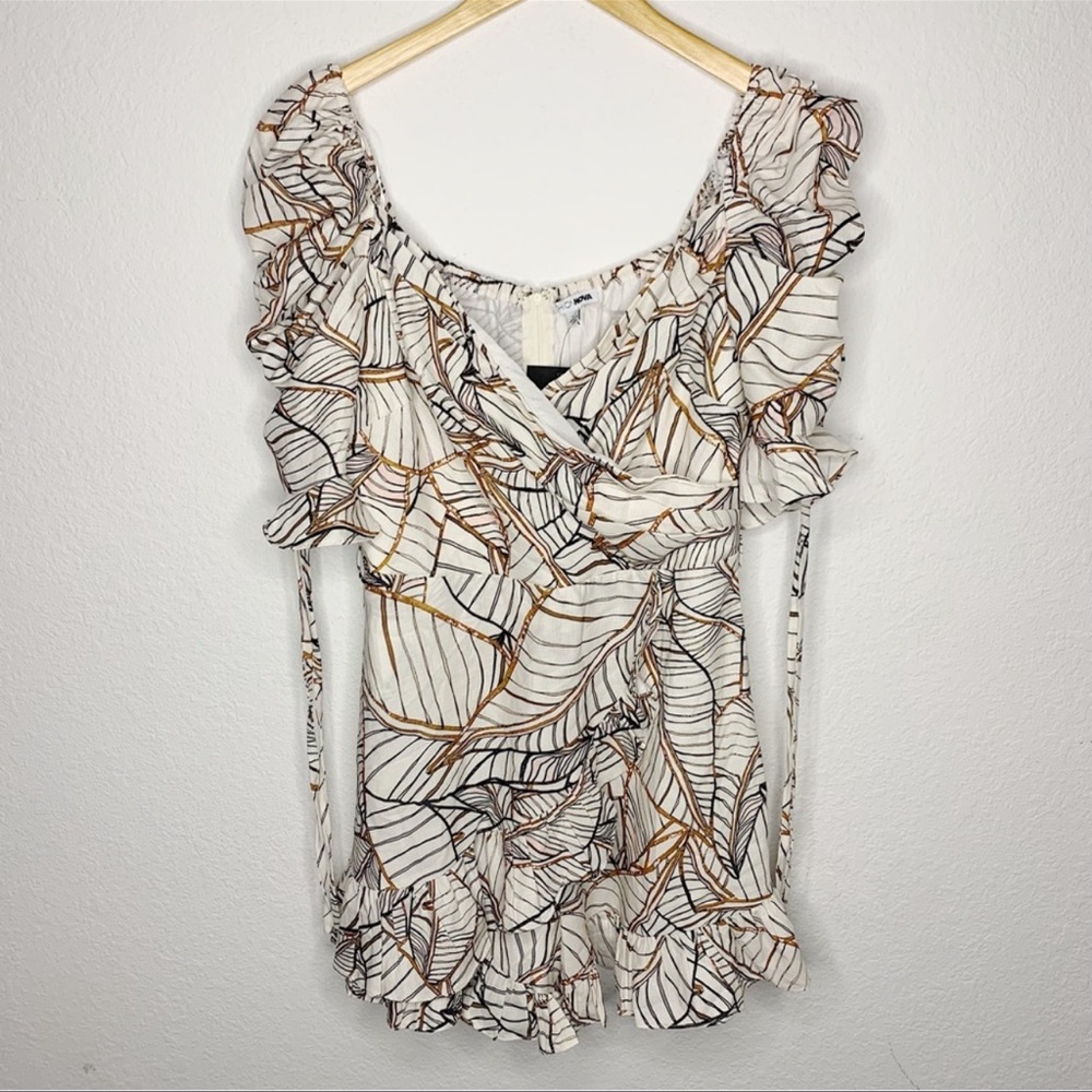 NWT FASHION NOVA 'Brunch in Hawaii' Romper in Brown/Combo Size Large